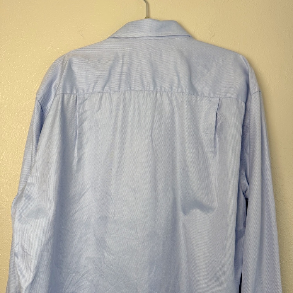 Ermenegildo Zegna blue white stripe button down dress shirt 17.5 - Picture 6 of 9
